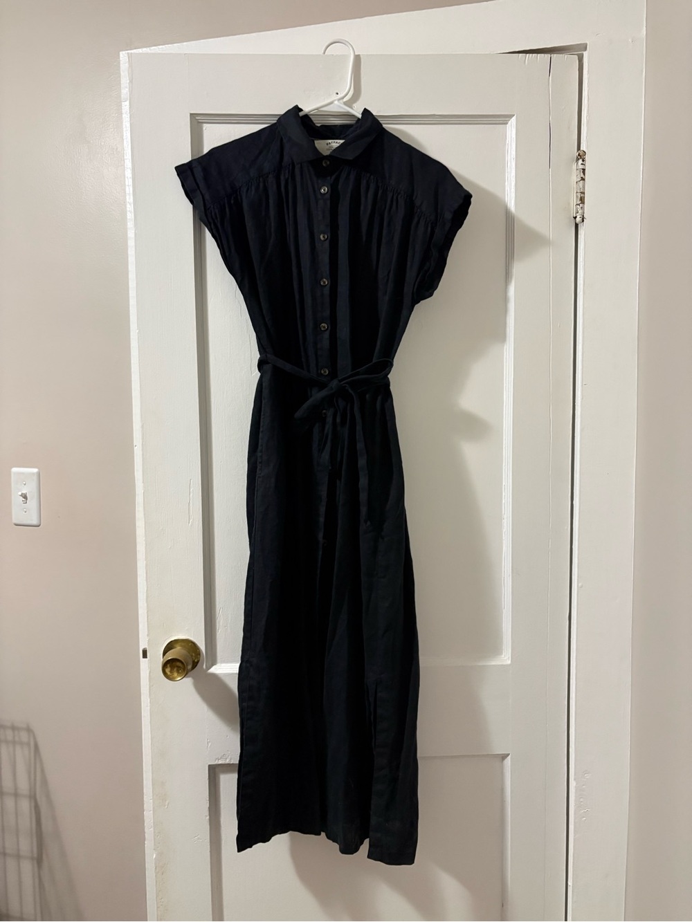 Fat Face Black Maxi Shirt Dress with Tie Belt